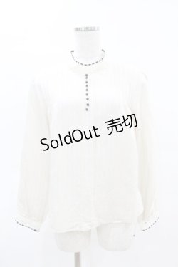 画像1: an another angelus / 配色リボンレーススタンドカラーブラウス Free IVORY×BK H-25-04-14-039-CA-BL-NS-ZH