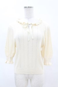 F＆A / フロントリボン透かし編みニットプルオーバー Free IVORY H-25-04-14-040-0-TO-NS-ZH