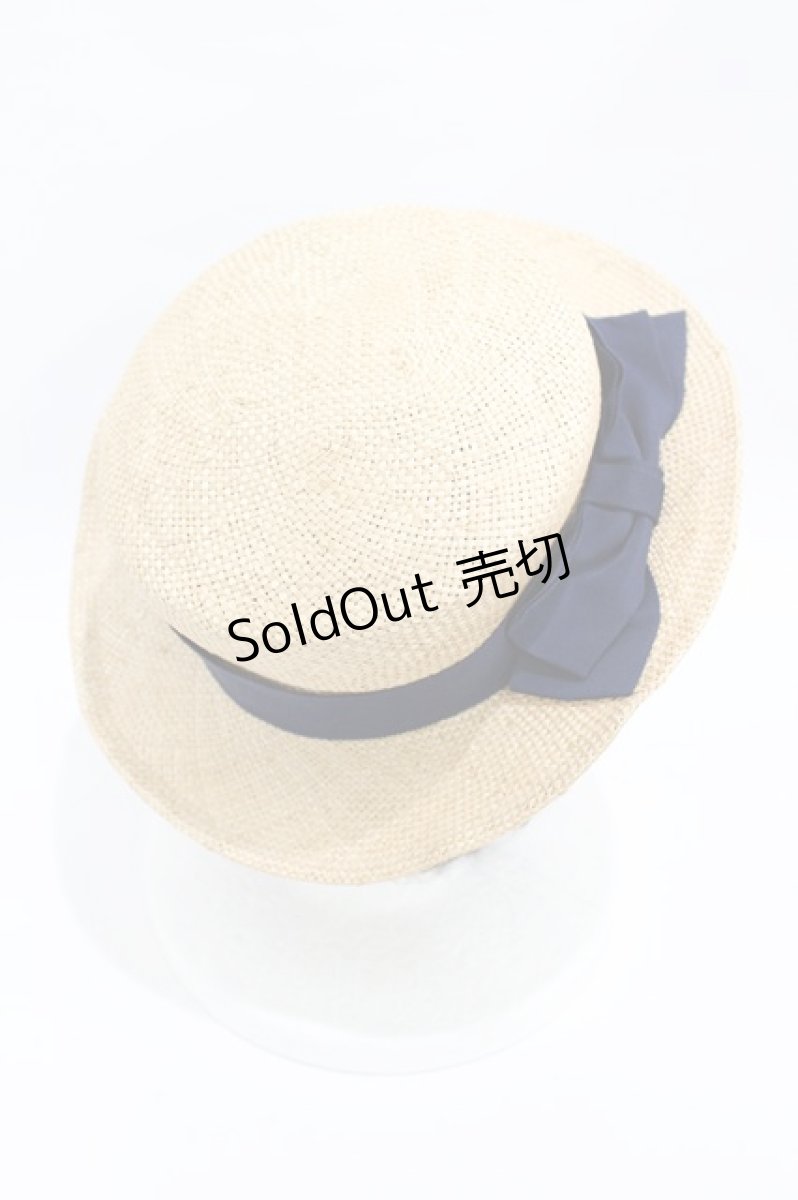 画像2: 【SALE】Jane Marple / ストローハット  ブラウン×ネイビーリボン H-25-04-15-004-JM-AC-KB-ZTK025 (2)