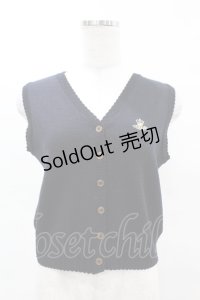 Jane Marple / ロゴ刺繍ベスト M ネイビー H-25-04-15-038-JM-TO-KB-ZH