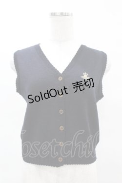 画像1: Jane Marple / ロゴ刺繍ベスト M ネイビー H-25-04-15-038-JM-TO-KB-ZH