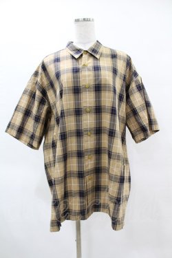 画像1: MILKBOY / CHECKEREDシャツ  ベージュ×ネイビー H-25-04-15-047-MB-BL-KB-ZH