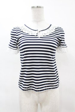 画像1: MILK / シトロンTee  ネイビー×ホワイトボーダー H-25-04-15-048-ML-TO-KB-ZH