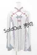Ozz oneste / 桜刺繍和チャイナトップス  グレー H-25-04-15-049-OO-TO-KB-ZH