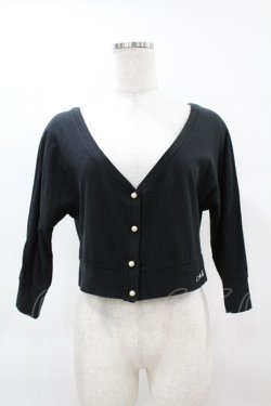 画像1: MILK / パールボタンショートカーディガン  ブラック H-25-04-15-055-ML-TO-KB-ZH