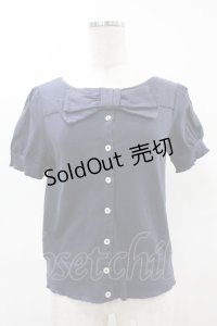 Jane Marple / ソフト天竺のリボンモチーフカーディガン M ネイビー H-25-04-15-056-JM-TO-KB-ZH