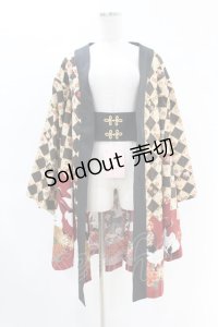 metamorphose / 百花繚乱〜まほろばの舞〜着物風羽織り Free 深緋×カラシ H-25-04-15-1015-ME-JA-NS-ZH