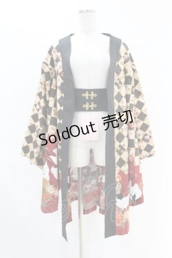 画像1: metamorphose / 百花繚乱〜まほろばの舞〜着物風羽織り Free 深緋×カラシ H-25-04-15-1015-ME-JA-NS-ZH