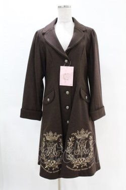 画像1: metamorphose / クラウンエンブレム刺繍入りコート サイズ1 ブラウン H-25-04-15-1016-ME-CO-NS-ZT-C063