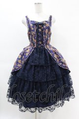 metamorphose / 【プラスサイズ】ゴブラン風くまちゃんレースアップフリルジャンパースカート プラスサイズ ネイビー H-25-04-15-1022-ME-OP-NS-ZH