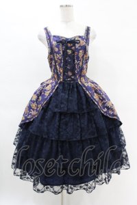 metamorphose / 【プラスサイズ】ゴブラン風くまちゃんレースアップフリルジャンパースカート プラスサイズ ネイビー H-25-04-15-1022-ME-OP-NS-ZH