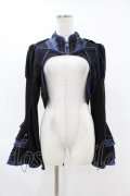 OZZ ANGELO / ジャガード切替フリルボレロジャケット  黒×青 H-25-04-15-014-OO-JA-KB-ZH