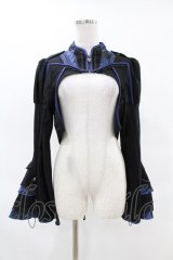OZZ ANGELO / ジャガード切替フリルボレロジャケット  黒×青 H-25-04-15-014-OO-JA-KB-ZH