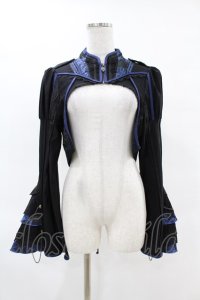 OZZ ANGELO / ジャガード切替フリルボレロジャケット  黒×青 H-25-04-15-014-OO-JA-KB-ZH
