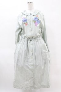 Jane Marple Dans Le Salon / Jardin Des Fleurs Embroideryドレス  ミント H-25-04-15-019-JM-OP-KB-ZH