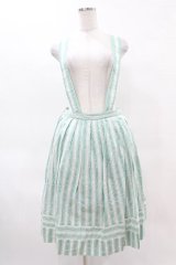 Jane Marple / ピコットストライプサスペンダースカート M ミント H-25-04-15-030-JM-SK-KB-ZH