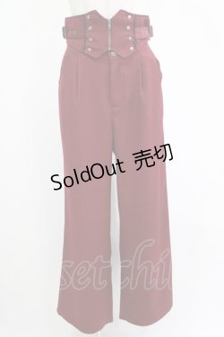 画像1: axes femme / コルセットベルトデザインパンツ M ワイン H-25-04-16-041-AX-PA-NS-ZH