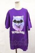 LISTEN FLAVOR / マスカレードキャットTシャツ  パープル H-25-04-16-1015-PU-TO-KB-ZH