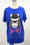 LISTEN FLAVOR / プリントカットソー  青 H-25-04-16-1016-PU-TO-KB-ZH