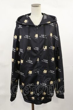 画像1: NieR Clothing / 総柄ZIPパーカー  黒 H-25-04-16-1028-PU-TO-KB-ZH