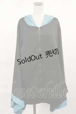 画像1: NieR Clothing / 着物風袖ZIPパーカー  黒 H-25-04-16-1030-PU-TO-KB-ZH