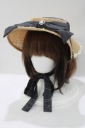 Miss Point（海外ロリータブランド） / 薔薇人形 帽子  グレー/ストライプ H-25-04-16-082-EL-AC-NS-ZH