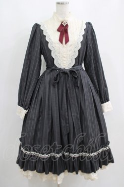 画像1: Miss Point（海外ロリータブランド） / 薔薇人形ワンピース XL グレー/ストライプ H-25-04-16-008-EL-OP-NS-ZH