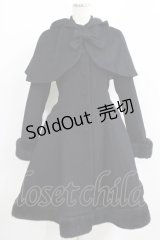 Victorian maiden / アンゴラウールケープ付編み上げリボンコート Free ブラック H-25-04-16-010-CL-CO-NS-ZH