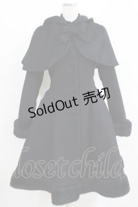 Victorian maiden / アンゴラウールケープ付編み上げリボンコート Free ブラック H-25-04-16-010-CL-CO-NS-ZH