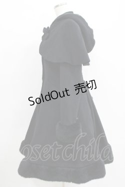 画像2: Victorian maiden / アンゴラウールケープ付編み上げリボンコート Free ブラック H-25-04-16-010-CL-CO-NS-ZH