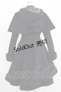 画像3: Victorian maiden / アンゴラウールケープ付編み上げリボンコート Free ブラック H-25-04-16-010-CL-CO-NS-ZH