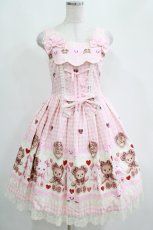 画像1: BABY,THE STARS SHINE BRIGHT / くみゃちゃんのSweet Heart Check柄ジャンパースカートI Free ピンク H-25-04-16-002-BA-OP-NS-ZH (1)