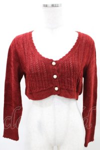 Jane Marple / パールボタンショートカーディガン  ボルドー H-25-04-17-028-JM-TO-KB-ZT249