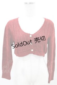 Jane Marple / パールボタンショートカーディガン  ボルドー H-25-04-17-028-JM-TO-KB-ZT249