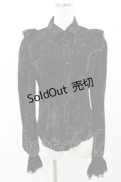 画像1: PUNK RAVE / Nightshade Womens Gothic Velvet Blouse  ボルドー×ブラック H-25-04-17-032-PU-BL-KB-ZH