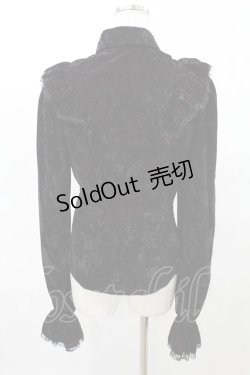 画像2: PUNK RAVE / Nightshade Womens Gothic Velvet Blouse  ボルドー×ブラック H-25-04-17-032-PU-BL-KB-ZH