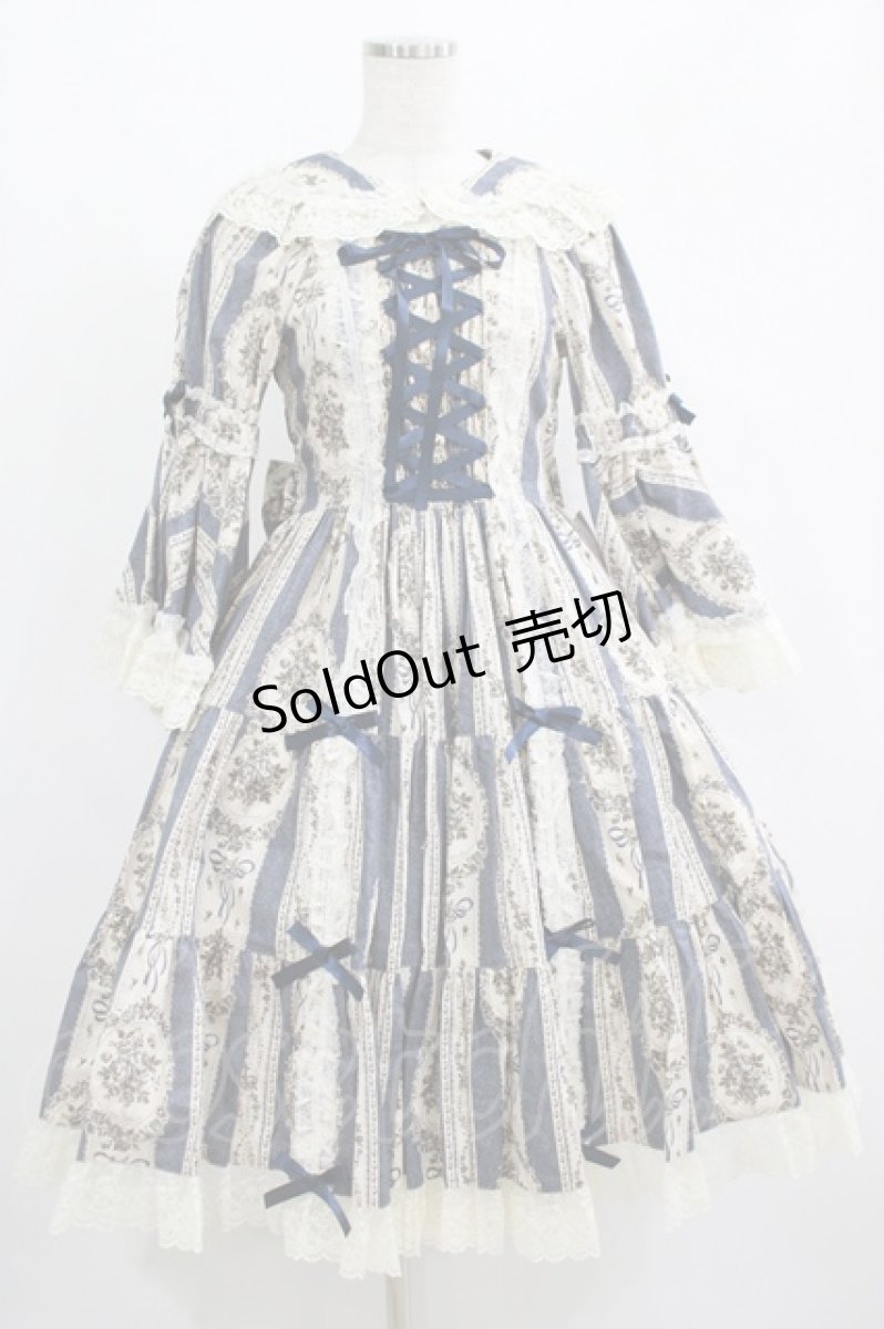 画像1: metamorphose / アンティークブーケ姫袖ワンピース サイズ1 クラシックブルー H-25-04-17-1001-ME-OP-NS-ZH (1)