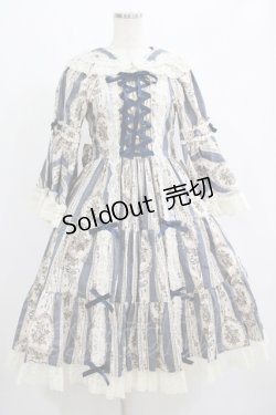画像1: metamorphose / アンティークブーケ姫袖ワンピース サイズ1 クラシックブルー H-25-04-17-1001-ME-OP-NS-ZH