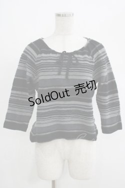画像1: PINK HOUSE / ボーダートップス L ブラック H-25-04-17-1047-LO-TO-NS-ZH
