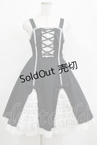 Angelic Pretty / レースアップ裾フリルジャンパースカート Free ブラック H-25-04-17-1005-AP-OP-NS-ZH