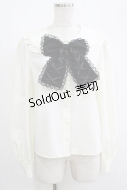 画像1: Jamie エーエヌケー / スピンドルリボンブラウス M オフ H-25-04-17-1053-LO-BL-NS-ZH