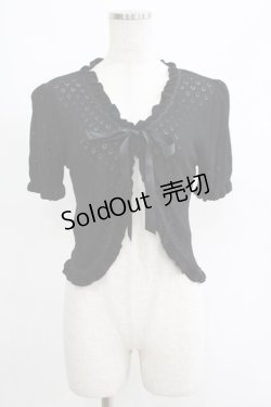 画像1: axes femme POETIQUE / 透かし編み半袖ボレロ M ブラック H-25-04-17-1055-AX-TO-NS-ZH