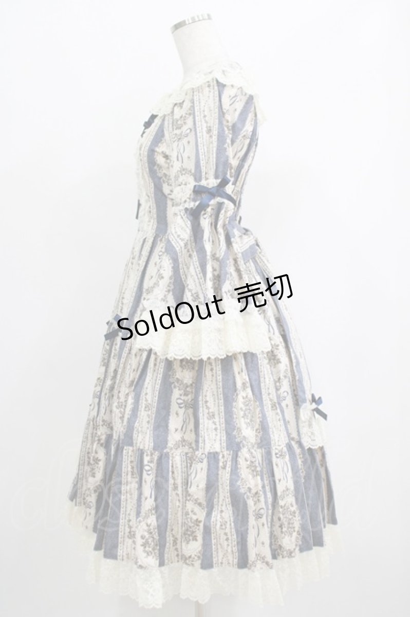 画像2: metamorphose / アンティークブーケ姫袖ワンピース サイズ1 クラシックブルー H-25-04-17-1001-ME-OP-NS-ZH (2)