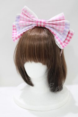 画像1: Angelic Pretty / ギンガム配色リボンカチューシャ  ピンク/ラベンダー H-25-04-17-1077-AP-AC-NS-ZH