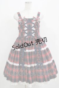 Angelic Pretty / タータンチェック肩リボンジャンパースカート Free ネイビー H-25-04-17-1007-AP-OP-NS-ZH