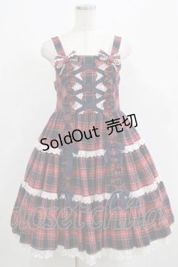 画像1: Angelic Pretty / タータンチェック肩リボンジャンパースカート Free ネイビー H-25-04-17-1007-AP-OP-NS-ZH