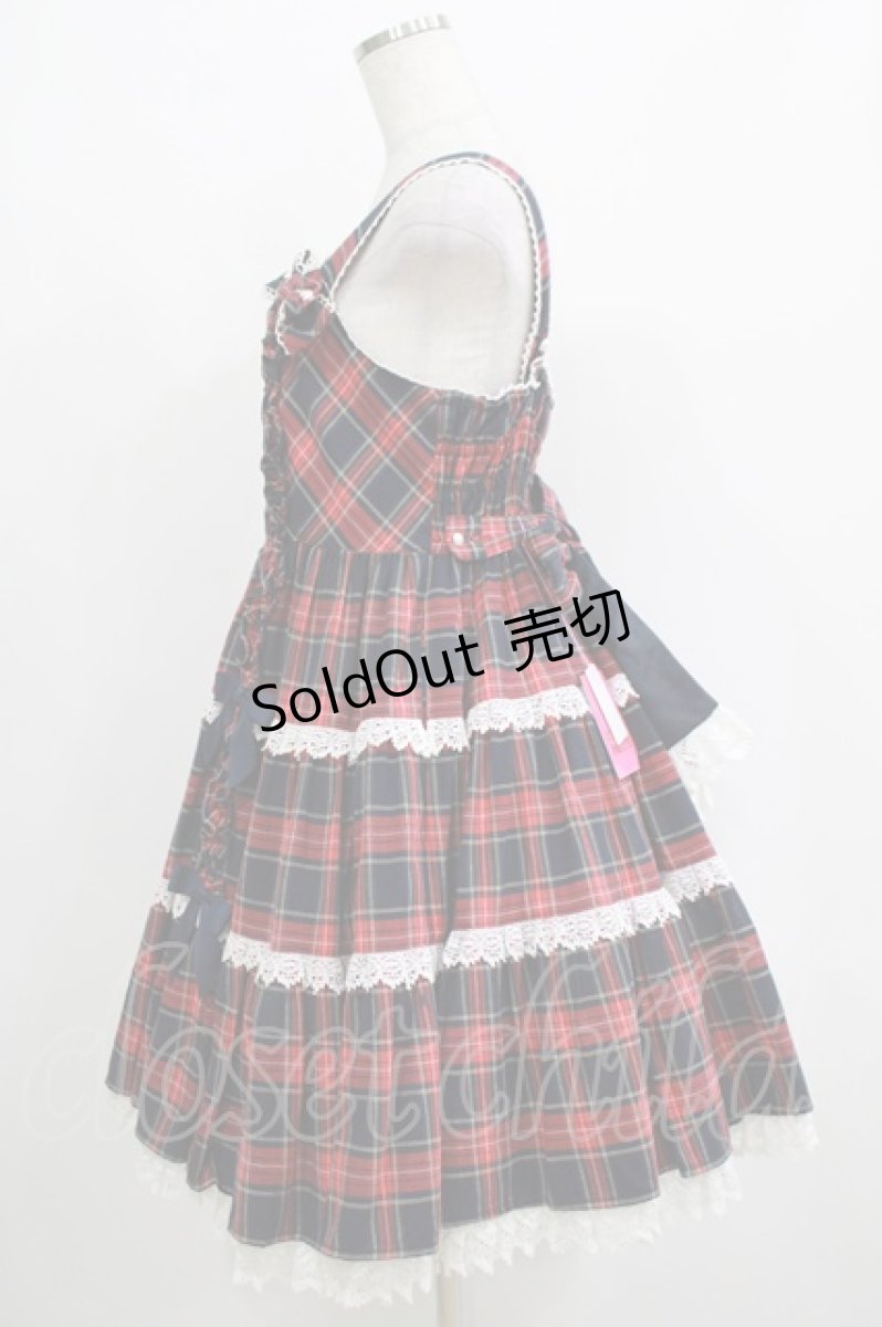 画像2: Angelic Pretty / タータンチェック肩リボンジャンパースカート Free ネイビー H-25-04-17-1007-AP-OP-NS-ZH (2)