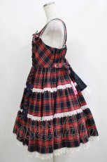 画像2: Angelic Pretty / タータンチェック肩リボンジャンパースカート Free ネイビー H-25-04-17-1007-AP-OP-NS-ZH (2)