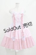 Angelic Pretty / ギンガム配色肩リボンジャンパースカート Free ピンク/ラベンダー H-25-04-17-1009-AP-OP-NS-ZH