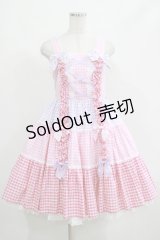 Angelic Pretty / ギンガム配色肩リボンジャンパースカート Free ピンク/ラベンダー H-25-04-17-1009-AP-OP-NS-ZH